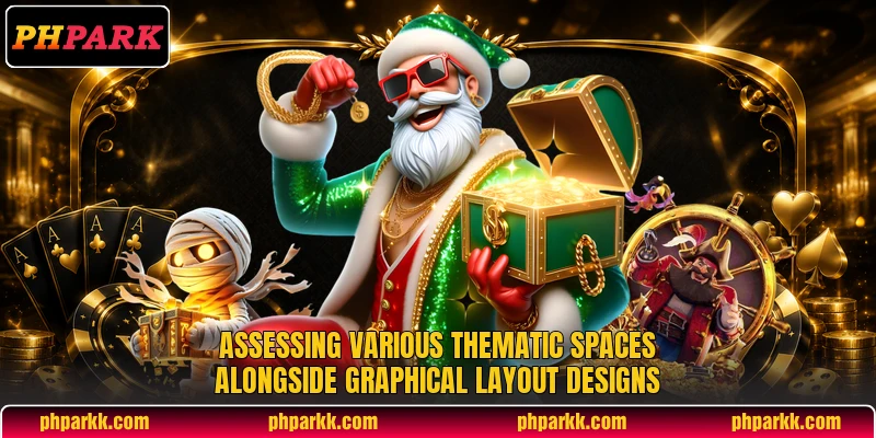 Assessing various thematic spaces alongside graphical layout designs