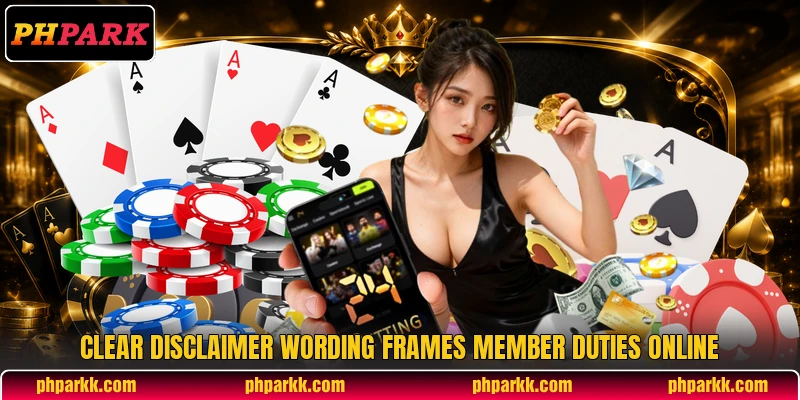 Clear disclaimer wording frames member duties online
