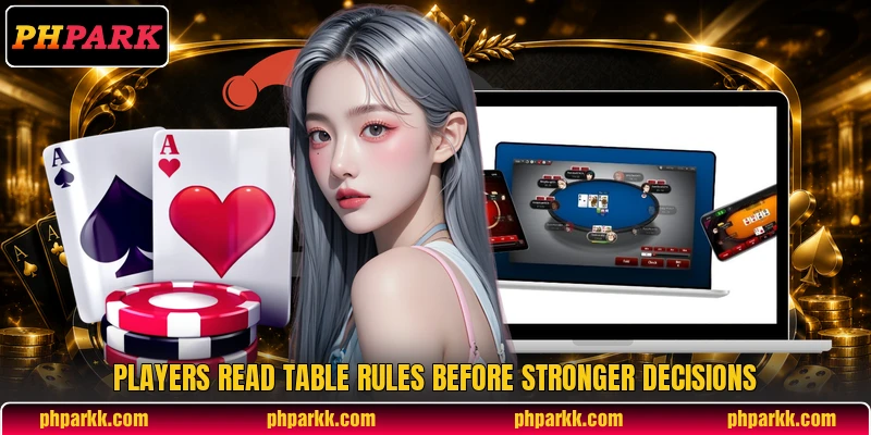 Players read table rules before stronger decisions