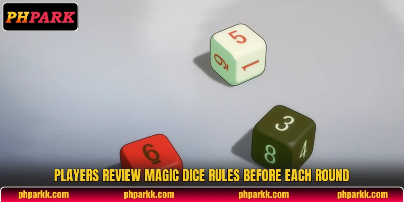 Players review Magic Dice rules before each round