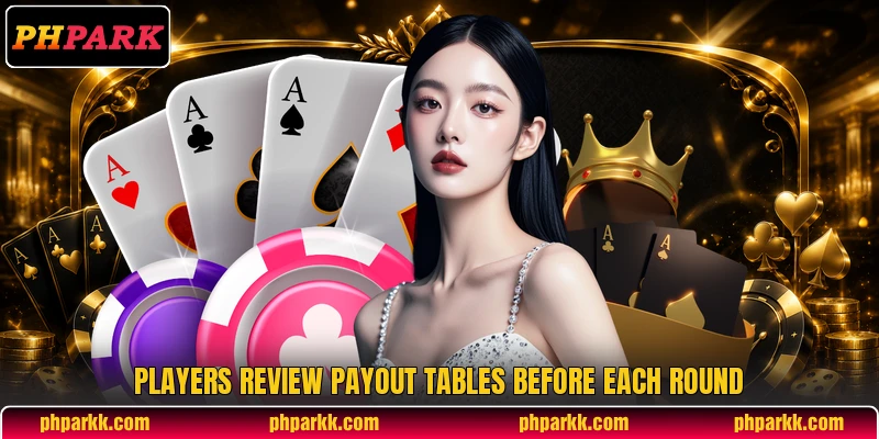 Players review payout tables before each round