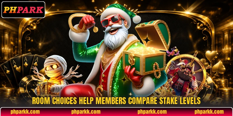 Room choices help members compare stake levels