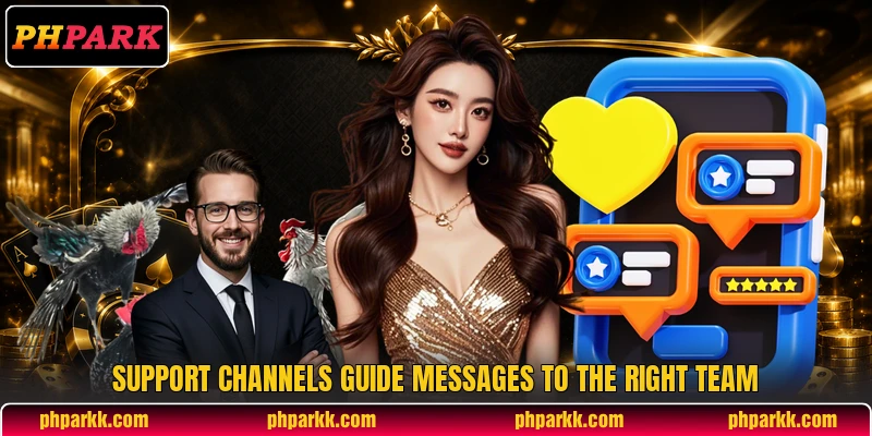 Support channels guide messages to the right team